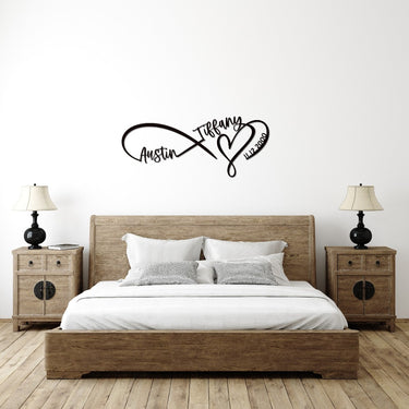 Custom Infinity Metal Name Sign | Personalized Infinity Sign Containing Names and Anniversary or Wedding Date | Newly Wed Gift | Customized